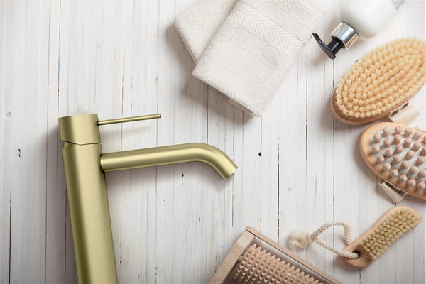 Nero Mixer Taps MECCA TALL BASIN MIXER BRUSHED GOLD (NR221901aBG)