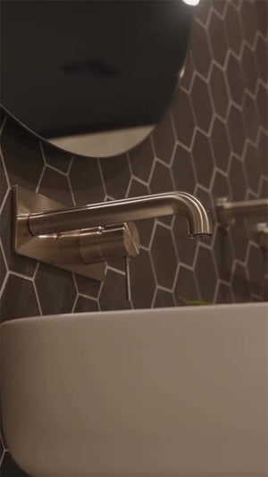 Nero Mixer Taps MECCA WALL BASIN/BATH MIXER 120/160/185/230/260MM BRUSHED NICKEL