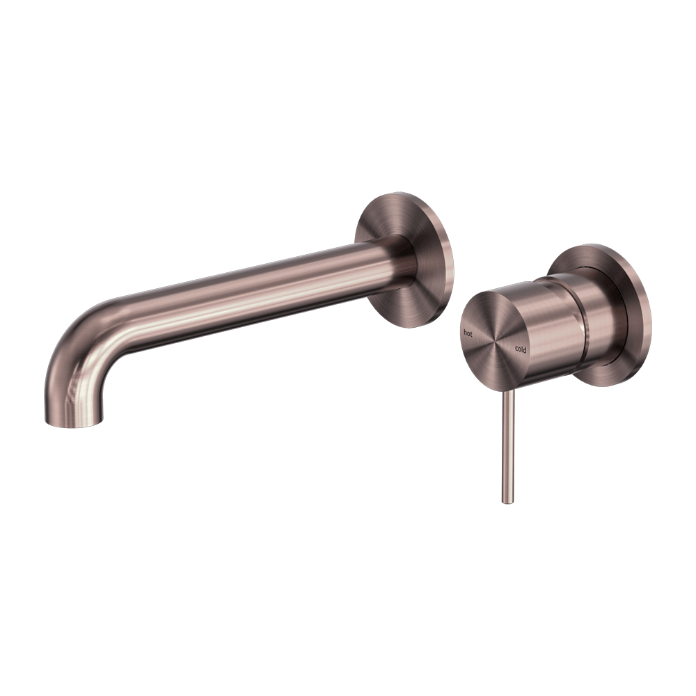 Nero Mixer Taps MECCA WALL BASIN/BATH MIXER SEPARATE BACK PLATE 120/260MM BRUSHED BRONZE