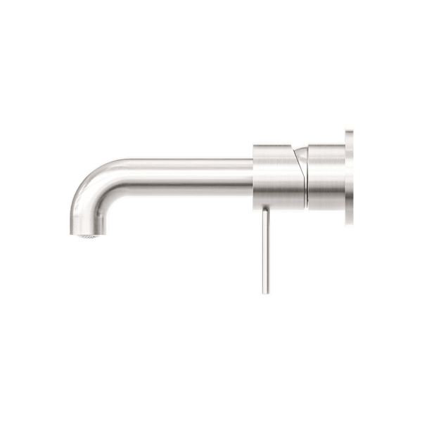 Nero Mixer Taps MECCA WALL BASIN/BATH MIXER SEPARATE BACK PLATE 120/260MM BRUSHED NICKEL