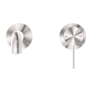Nero Mixer Taps MECCA WALL BASIN/BATH MIXER SEPARATE BACK PLATE 120/260MM BRUSHED NICKEL