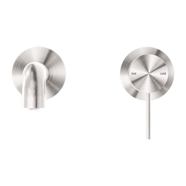 Nero Mixer Taps MECCA WALL BASIN/BATH MIXER SEPARATE BACK PLATE 120/260MM BRUSHED NICKEL