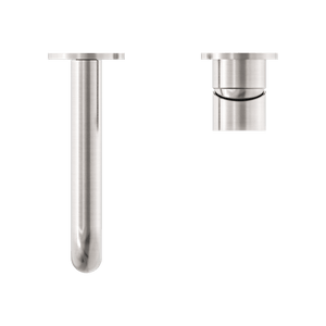 Nero Mixer Taps MECCA WALL BASIN/BATH MIXER SEPARATE BACK PLATE 120/260MM BRUSHED NICKEL