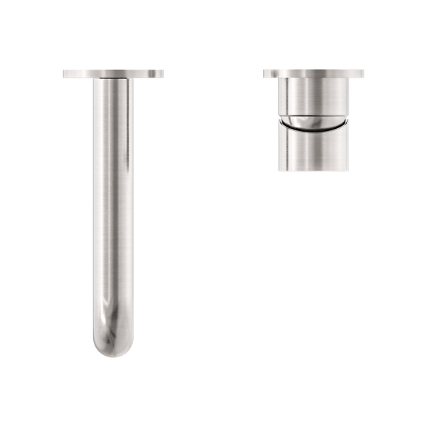 Nero Mixer Taps MECCA WALL BASIN/BATH MIXER SEPARATE BACK PLATE 120/260MM BRUSHED NICKEL
