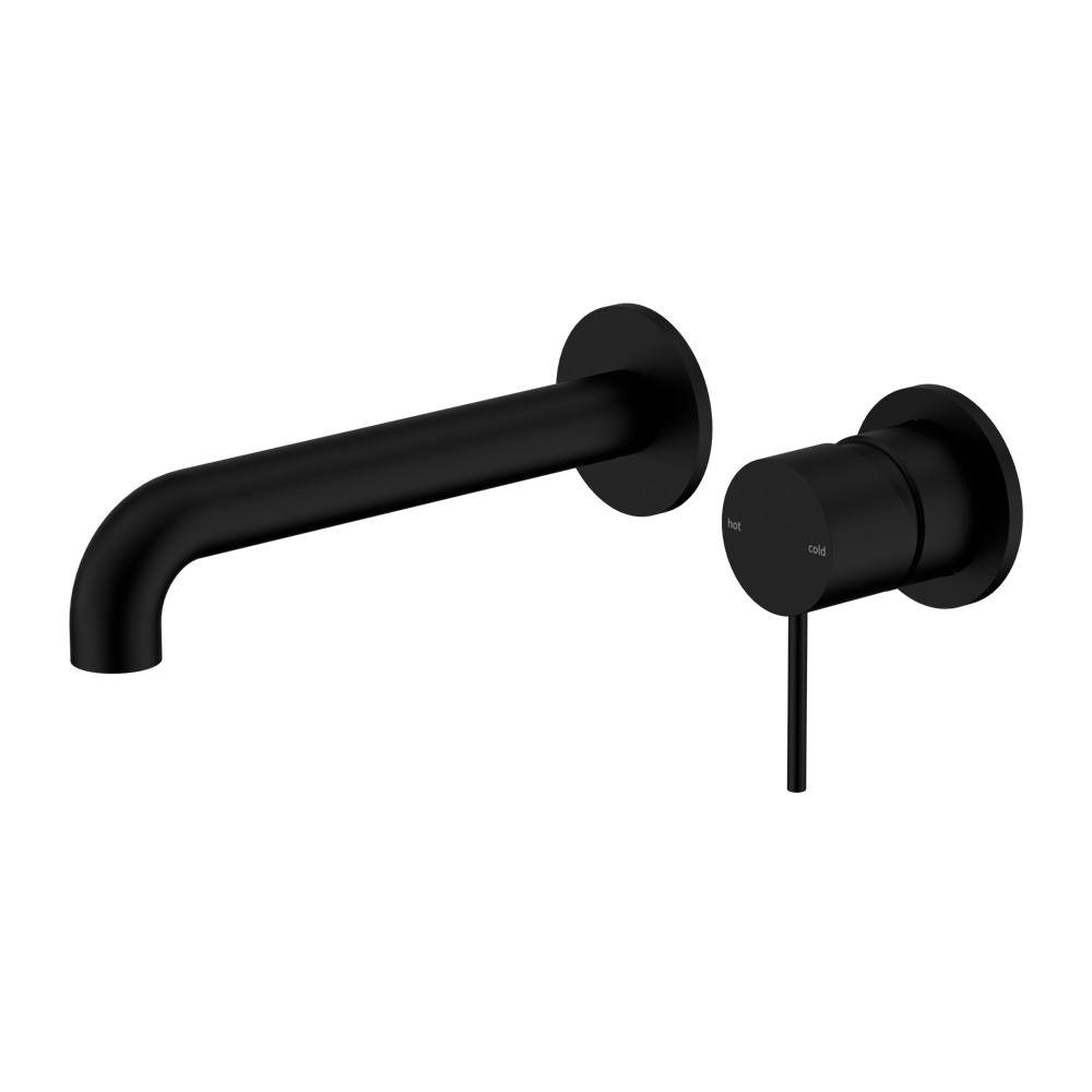 Nero Mixer Taps MECCA WALL BASIN/BATH MIXER SEPARATE BACK PLATE 120/260MM MATTE BLACK