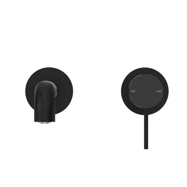 Nero Mixer Taps MECCA WALL BASIN/BATH MIXER SEPARATE BACK PLATE 120/260MM MATTE BLACK