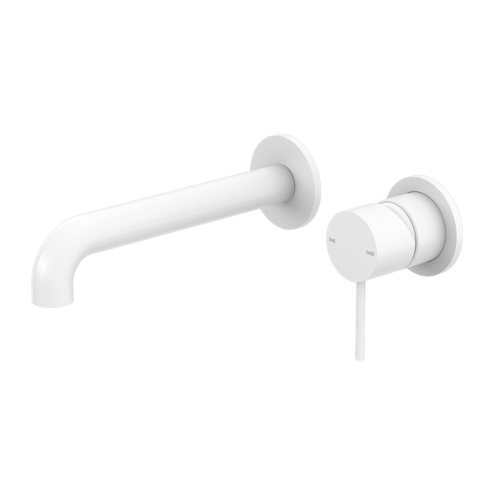 Nero Mixer Taps MECCA WALL BASIN/BATH MIXER SEPARATE BACK PLATE 120/260MM MATTE WHITE