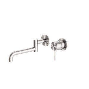 Nero Mixer Taps MECCA WALL BASIN/BATH MIXER SWIVEL SPOUT 225MM BRUSHED NICKEL (NR221910RBN)