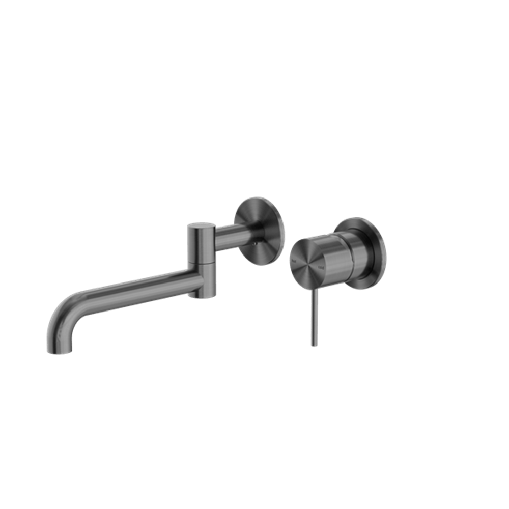 Nero Mixer Taps MECCA WALL BASIN/BATH MIXER SWIVEL SPOUT 225MM GUN METAL (NR221910RGM)