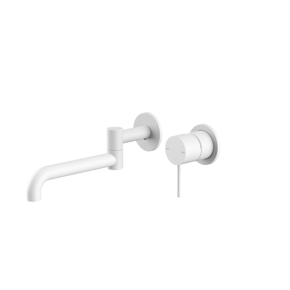 Nero Mixer Taps MECCA WALL BASIN/BATH MIXER SWIVEL SPOUT 225MM MATTE WHITE (NR221910RMW)