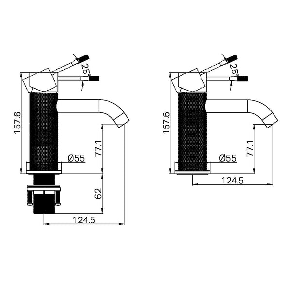 Nero Mixer Taps OPAL BASIN MIXER GRAPHITE (NR251901GR)