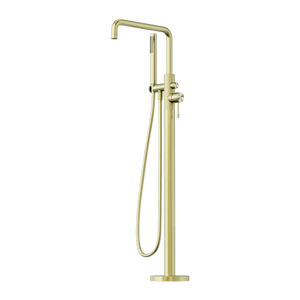 Nero Mixer Taps OPAL FREESTANDING BATH MIXER WITH HAND SHOWER BRUSHED GOLD (NR251903aBG)