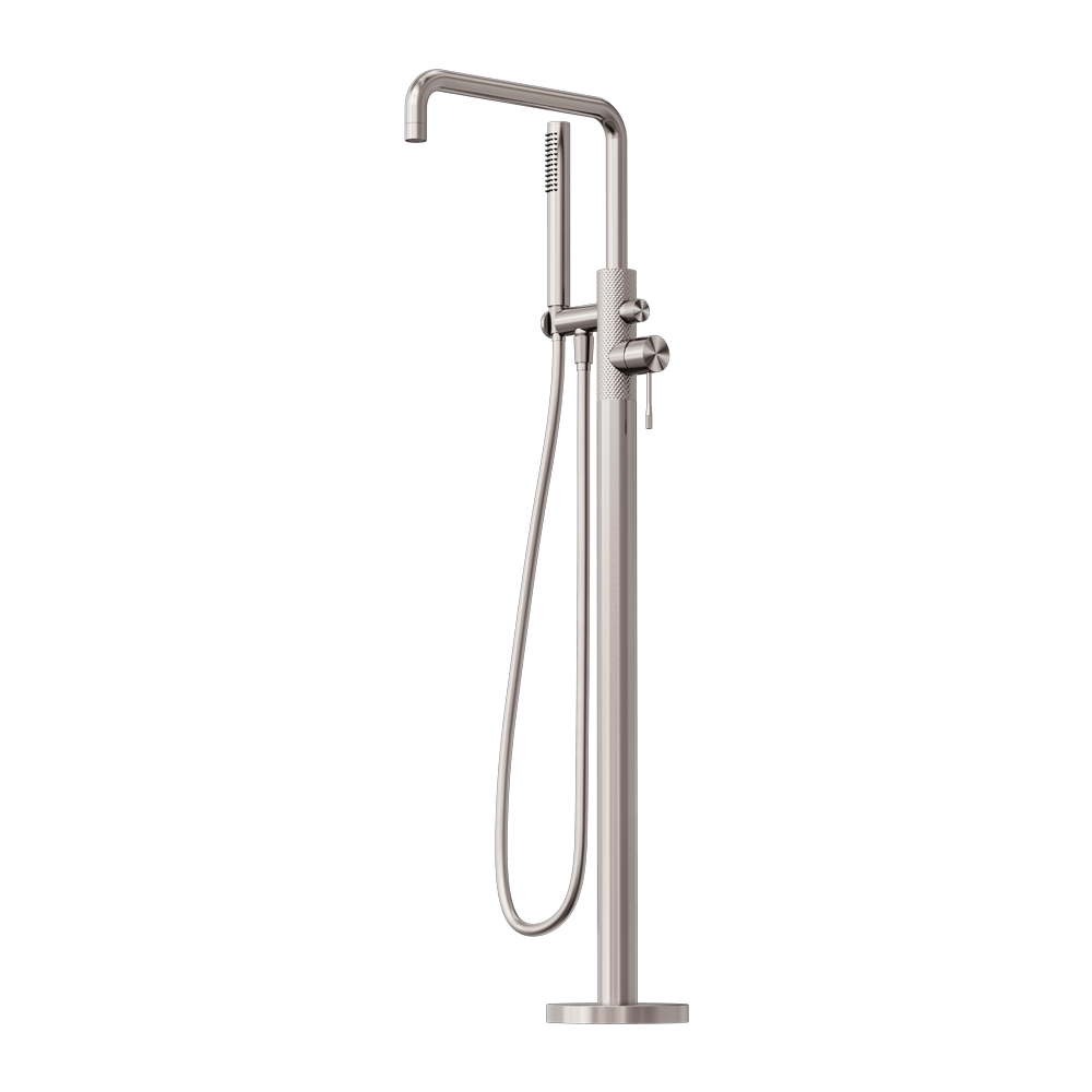 Nero Mixer Taps OPAL FREESTANDING BATH MIXER WITH HAND SHOWER BRUSHED NICKEL (NR251903aBN)