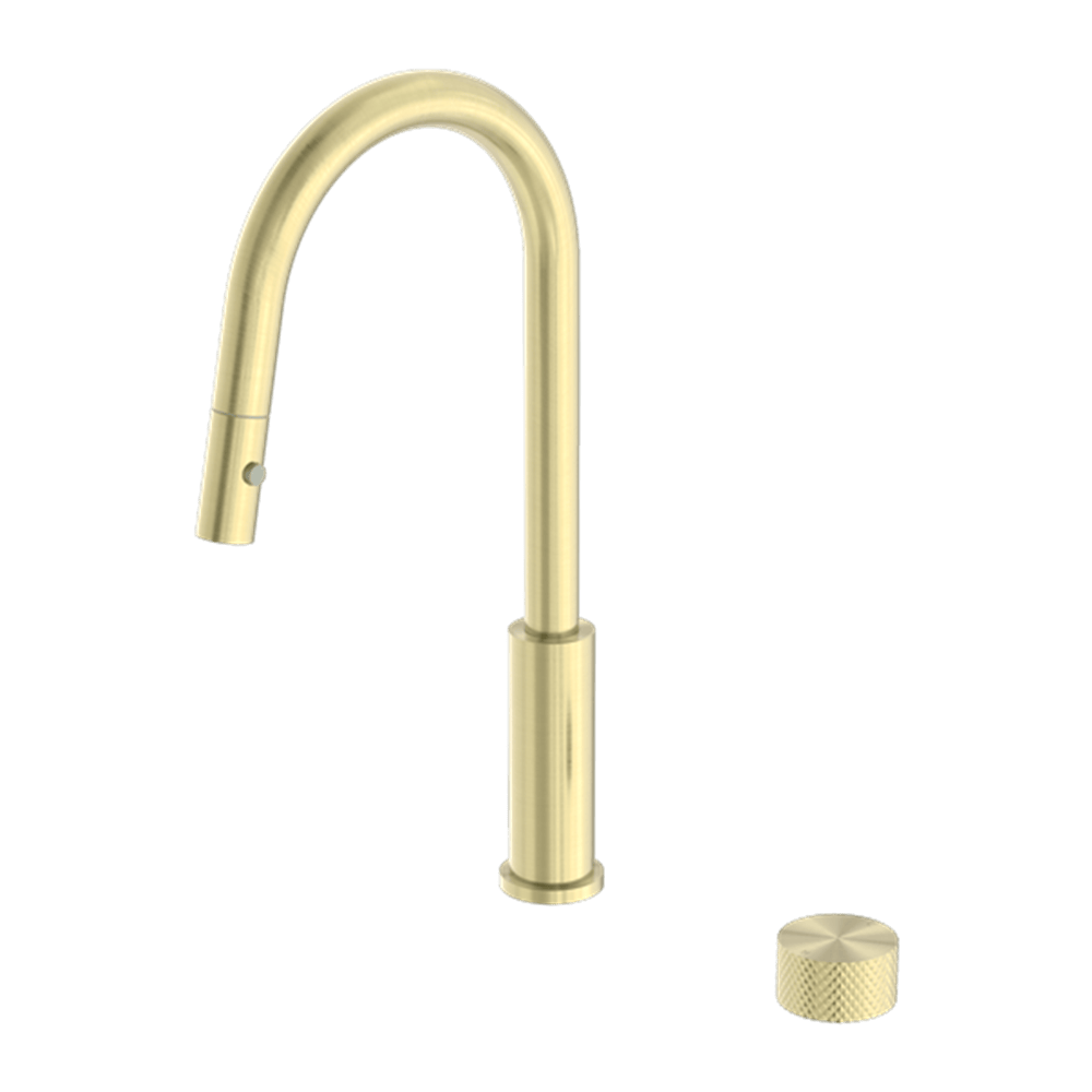 Nero Mixer Taps OPAL PROGRESSIVE PULL OUT KITCHEN SET BRUSHED GOLD (NR252008BG)