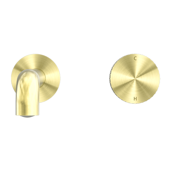 Nero Mixer Taps OPAL PROGRESSIVE WALL BASIN/BATH SET 120/160/185/230/260MM BRUSHED GOLD