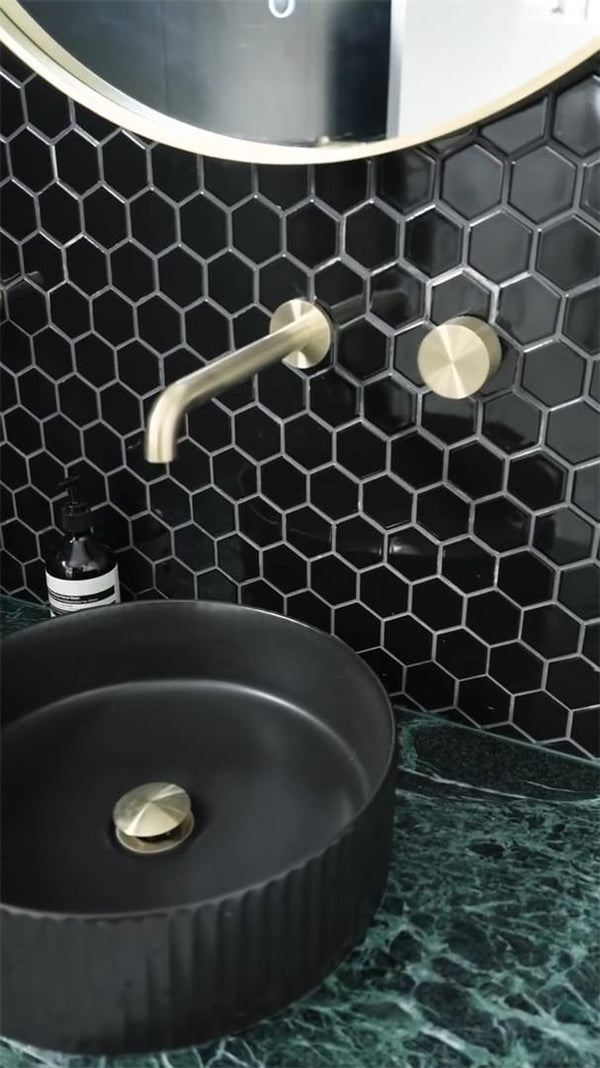 Nero Mixer Taps OPAL PROGRESSIVE WALL BASIN/BATH SET 120/160/185/230/260MM BRUSHED GOLD
