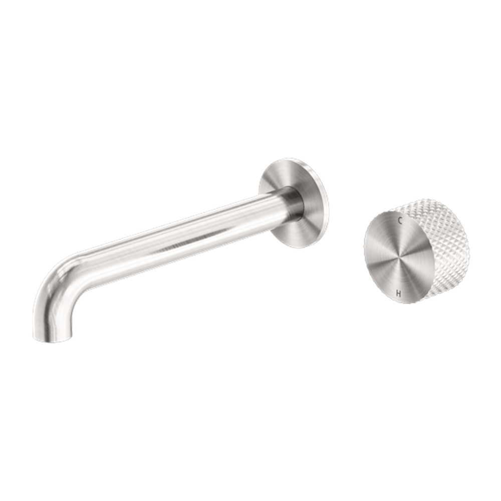 Nero Mixer Taps OPAL PROGRESSIVE WALL BASIN/BATH SET 120/160/185/230/260MM BRUSHED NICKEL