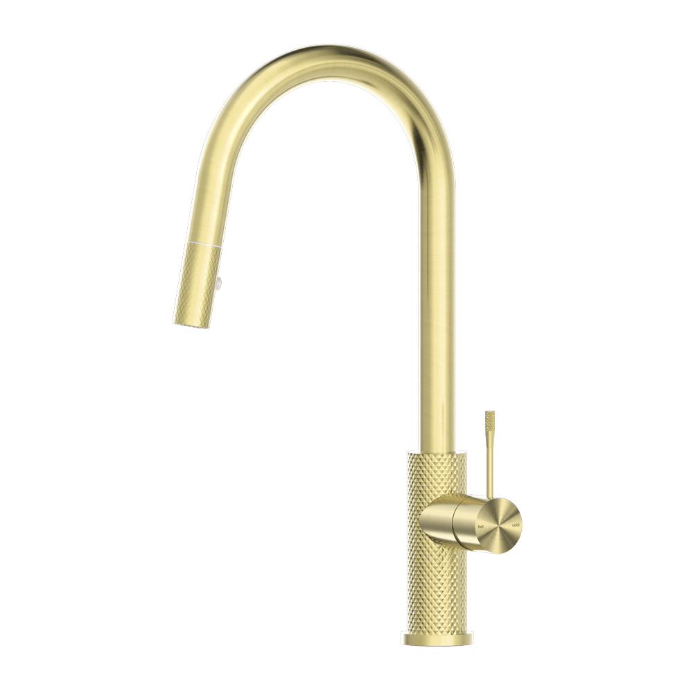Nero Mixer Taps OPAL PULL OUT SINK MIXER WITH VEGIE SPRAY FUNCTION BRUSHED GOLD (NR251908BG)
