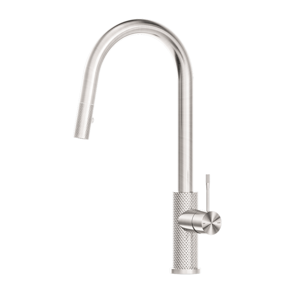 Nero Mixer Taps OPAL PULL OUT SINK MIXER WITH VEGIE SPRAY FUNCTION BRUSHED NICKEL (NR251908BN)