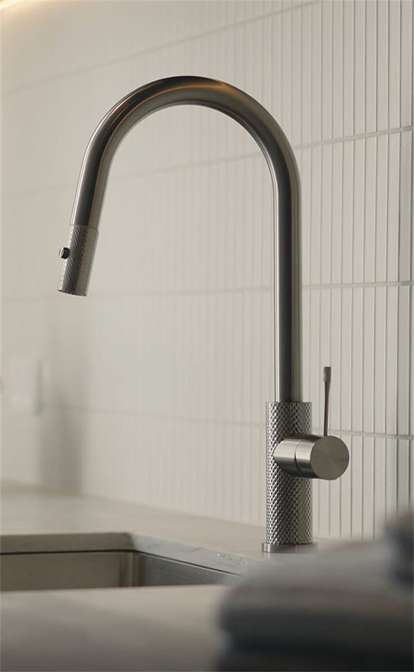 Nero Mixer Taps OPAL PULL OUT SINK MIXER WITH VEGIE SPRAY FUNCTION GRAPHITE (NR251908GR)