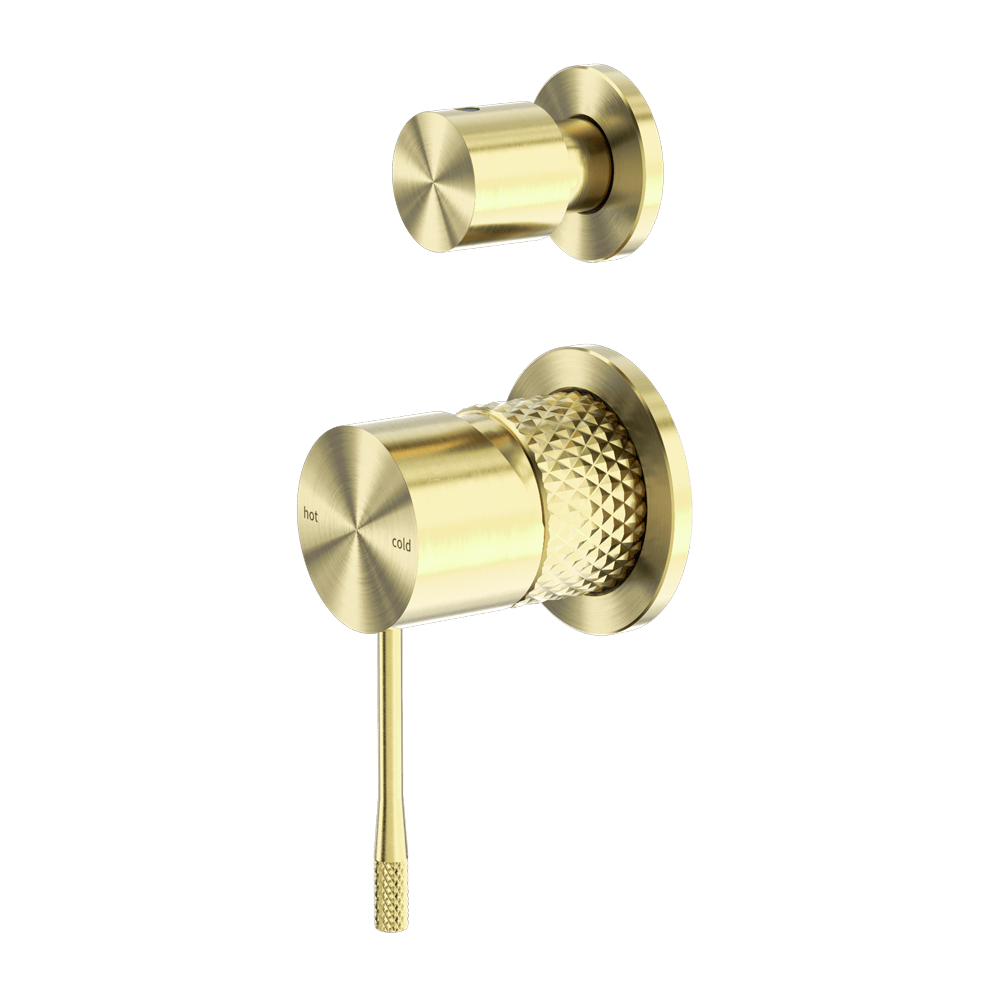 Nero Mixer Taps OPAL SHOWER MIXER WITH DIVERTOR SEPARATE PLATE BRUSHED GOLD (NR251909eBG)