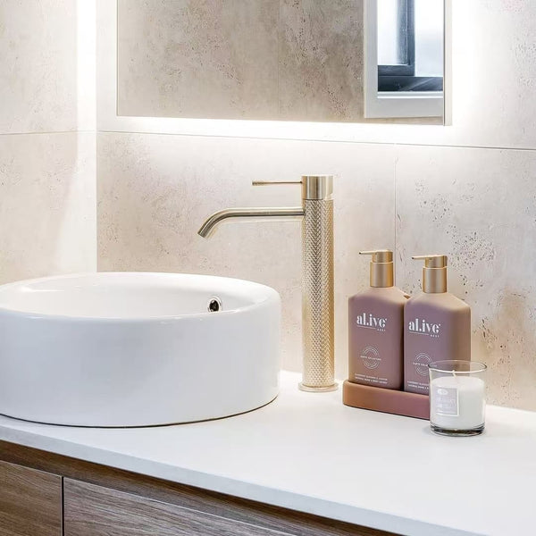Nero Mixer Taps OPAL TALL BASIN MIXER BRUSHED GOLD (NR251901aBG)