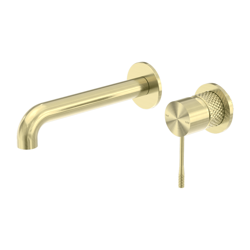 Nero Mixer Taps OPAL WALL BASIN/BATH MIXER SEPARATE BACK PLATE 120/160/185/230/260MM BRUSHED GOLD