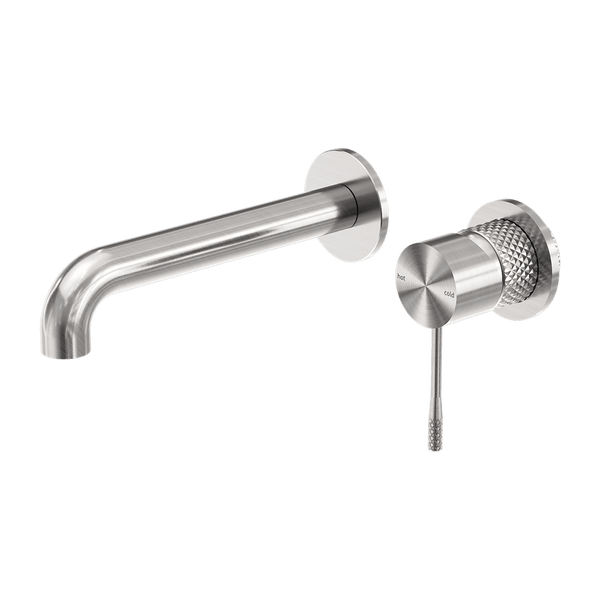 Nero Mixer Taps OPAL WALL BASIN/BATH MIXER SEPARATE BACK PLATE 120/160/185/230/260MM BRUSHED NICKEL
