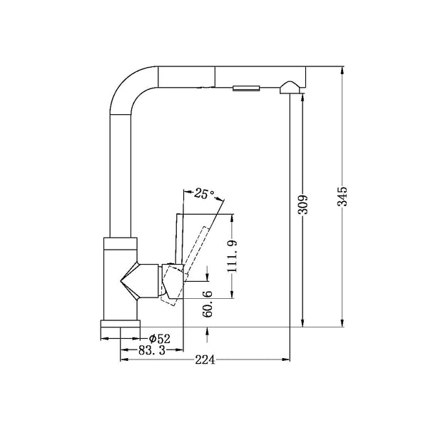 Nero Mixer Taps PULL OUT SINK MIXER WITH VEGIE SPRAY FUNCTION CHROME (NR311808CH)