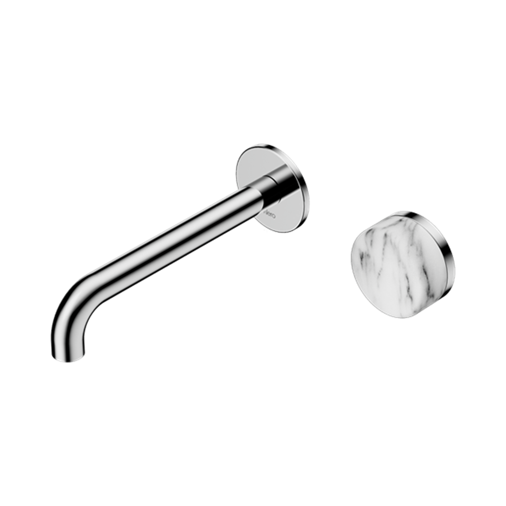 Nero Mixer Taps Serenity Progressive Wall Basin Mixer 160/185/220mm Spout With Arabescato Corchia Handle Chrome