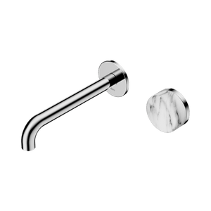 Nero Mixer Taps Serenity Progressive Wall Basin Mixer 160/185/220mm Spout With Arabescato Corchia Handle Chrome