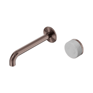 Nero Mixer Taps Serenity Progressive Wall Basin Mixer 160/185/220mm Spout With Carrara Handle Brushed Bronze