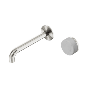 Nero Mixer Taps Serenity Progressive Wall Basin Mixer 160/185/220mm Spout With Carrara Handle Brushed Nickel