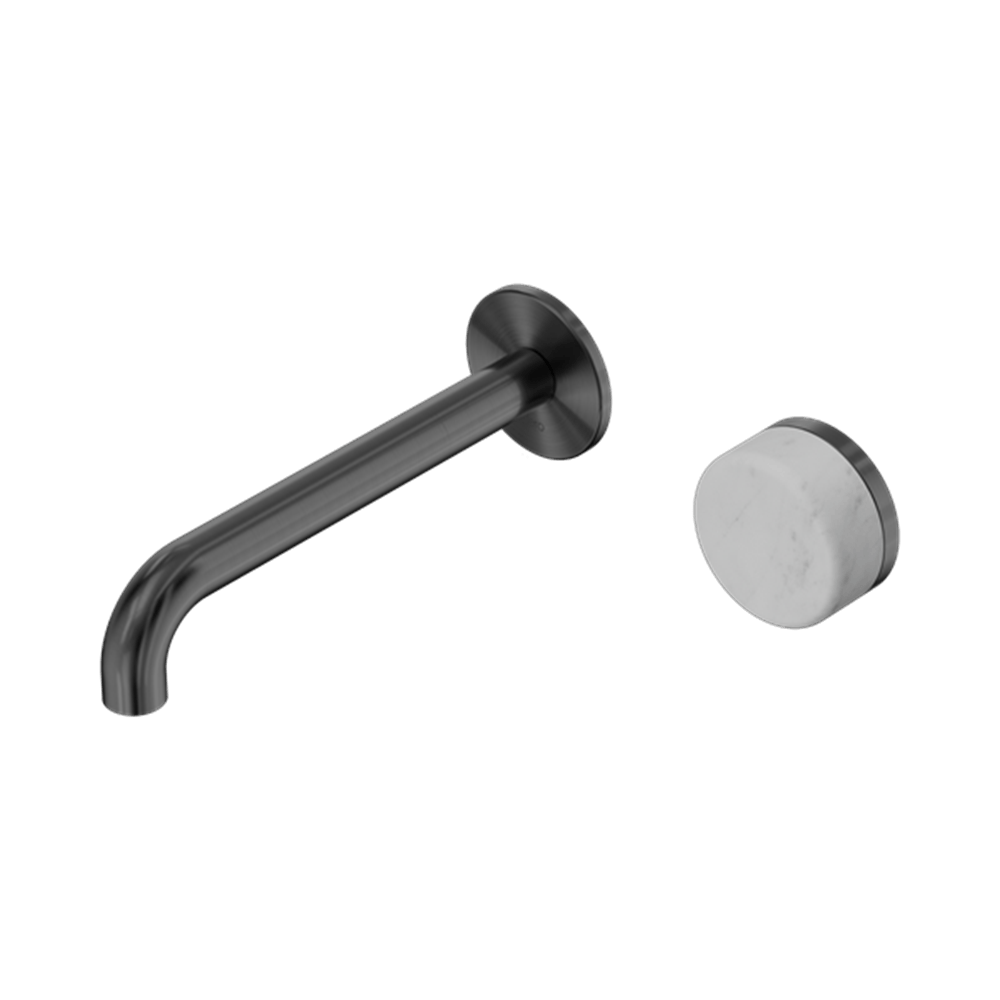 Nero Mixer Taps Serenity Progressive Wall Basin Mixer 160/185/220mm Spout With Carrara Handle Gun Metal