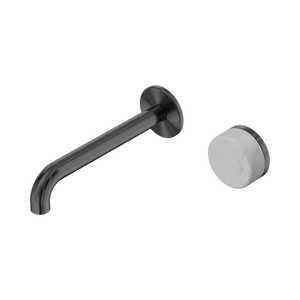 Nero Mixer Taps Serenity Progressive Wall Basin Mixer 160/185/220mm Spout With Carrara Handle Gun Metal