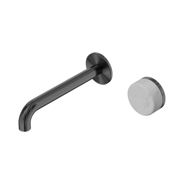 Nero Mixer Taps Serenity Progressive Wall Basin Mixer 160/185/220mm Spout With Carrara Handle Gun Metal
