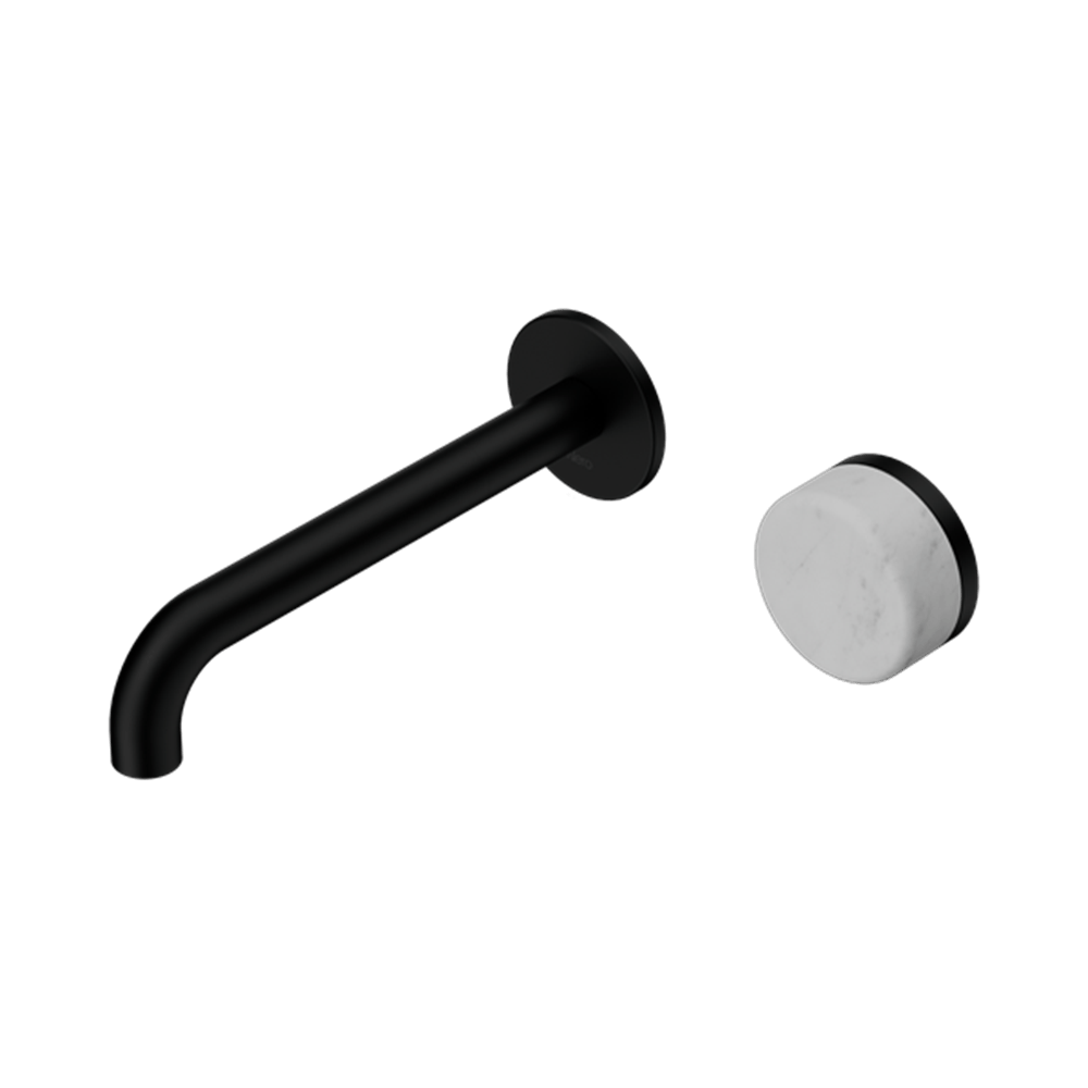 Nero Mixer Taps Serenity Progressive Wall Basin Mixer 160/185/220mm Spout With Carrara Handle Matte Black