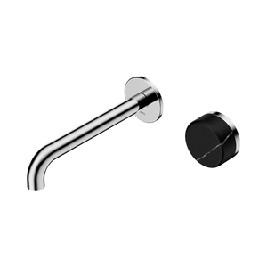 Nero Mixer Taps Serenity Progressive Wall Basin Mixer 160/185/220mm Spout With Marquina Black Handle Chrome