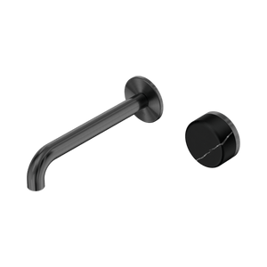 Nero Mixer Taps Serenity Progressive Wall Basin Mixer 160/185/220mm Spout With Marquina Black Handle Gun Metal