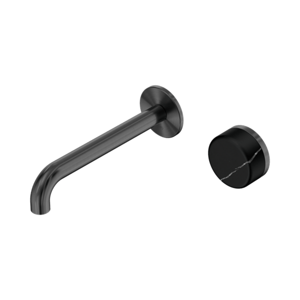 Nero Mixer Taps Serenity Progressive Wall Basin Mixer 160/185/220mm Spout With Marquina Black Handle Gun Metal