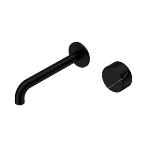 Nero Mixer Taps Serenity Progressive Wall Basin Mixer 160/185/220mm Spout With Marquina Black Handle Matte Black