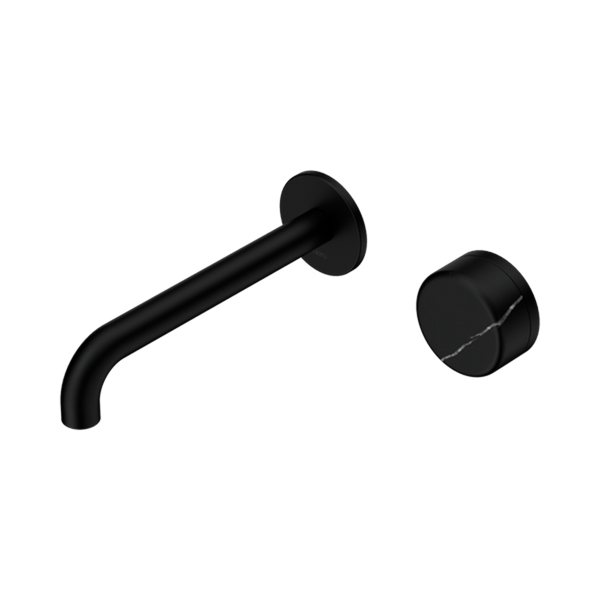 Nero Mixer Taps Serenity Progressive Wall Basin Mixer 160/185/220mm Spout With Marquina Black Handle Matte Black
