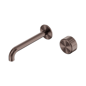 Nero Mixer Taps Serenity Progressive Wall Basin Mixer 160/185/220mm Spout With Metal Handle Brushed Bronze