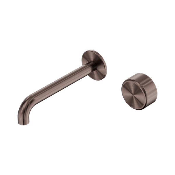 Nero Mixer Taps Serenity Progressive Wall Basin Mixer 160/185/220mm Spout With Metal Handle Brushed Bronze