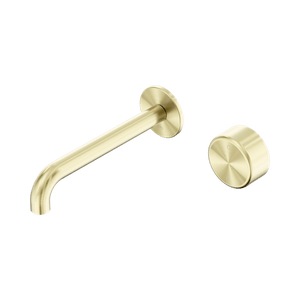 Nero Mixer Taps Serenity Progressive Wall Basin Mixer 160/185/220mm Spout With Metal Handle Brushed Gold