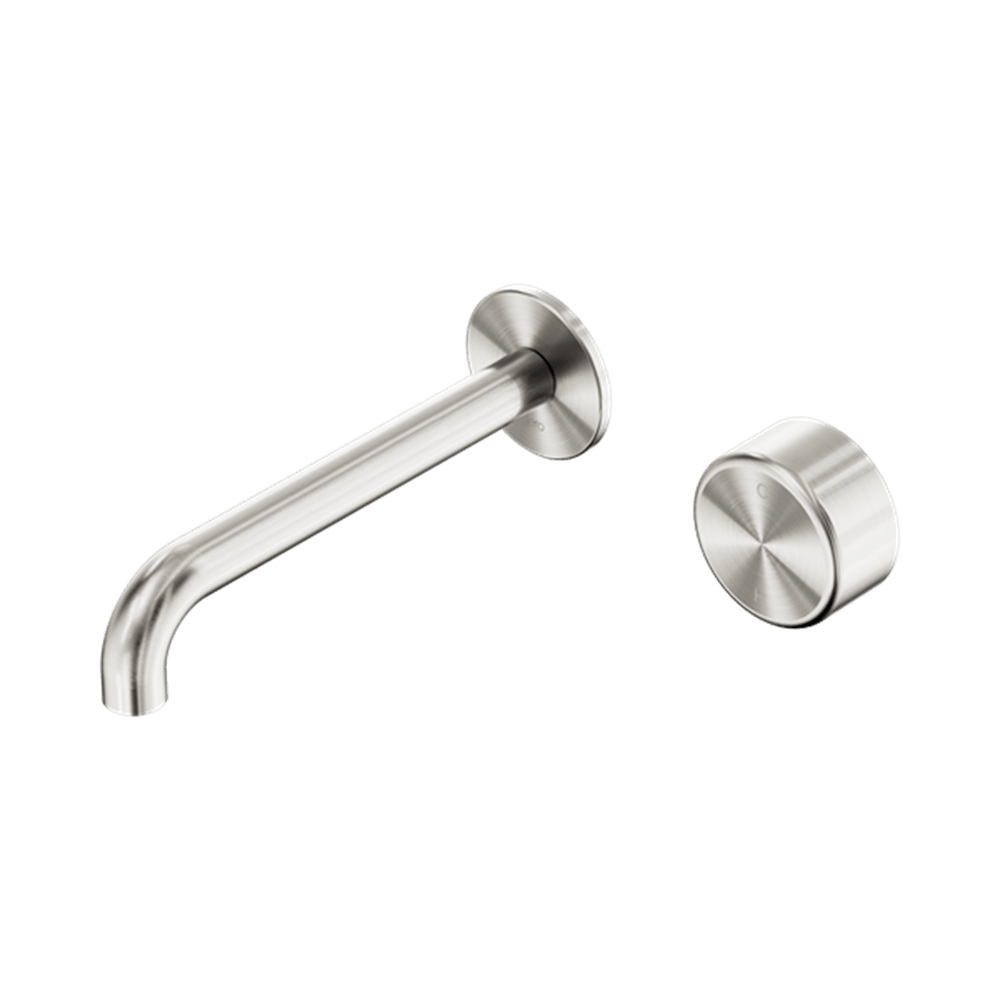Nero Mixer Taps Serenity Progressive Wall Basin Mixer 160/185/220mm Spout With Metal Handle Brushed Nickel