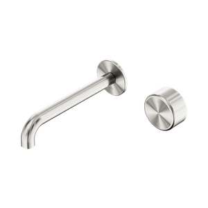 Nero Mixer Taps Serenity Progressive Wall Basin Mixer 160/185/220mm Spout With Metal Handle Brushed Nickel