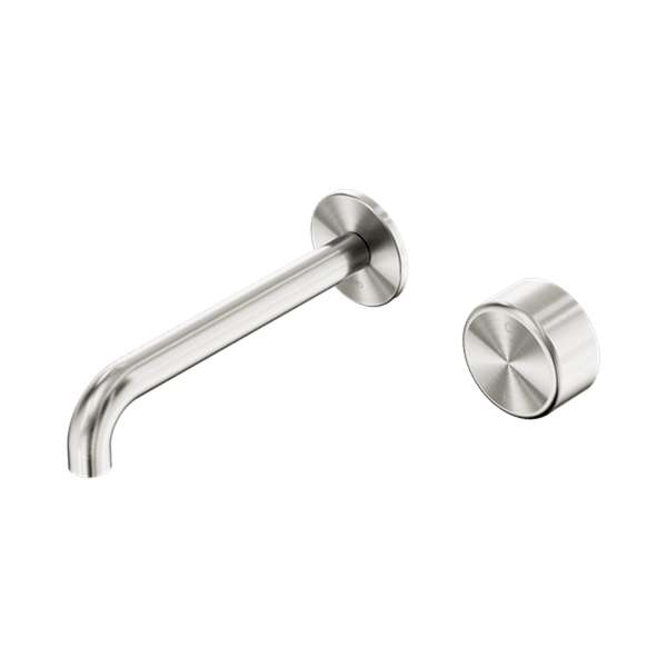 Nero Mixer Taps Serenity Progressive Wall Basin Mixer 160/185/220mm Spout With Metal Handle Brushed Nickel