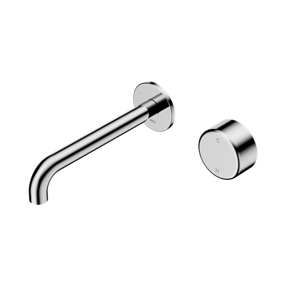 Nero Mixer Taps Serenity Progressive Wall Basin Mixer 160/185/220mm Spout With Metal Handle Chrome