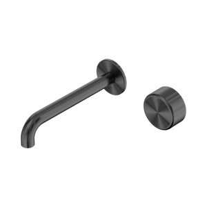 Nero Mixer Taps Serenity Progressive Wall Basin Mixer 160/185/220mm Spout With Metal Handle Gun Metal